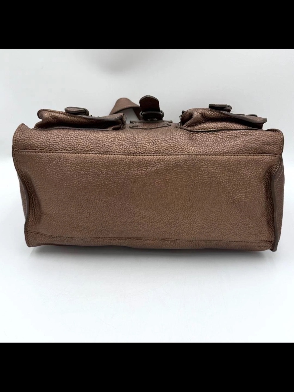Mulberry Brown Pebbled Leather Buckle Satchel - Picture 6 of 11